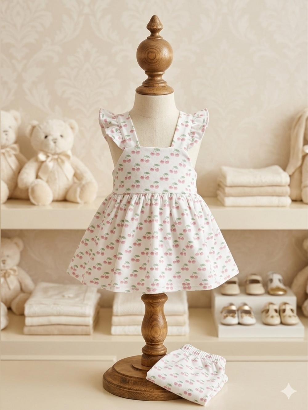 James & Lottie Cherry Sundress Set 12M Open Back
